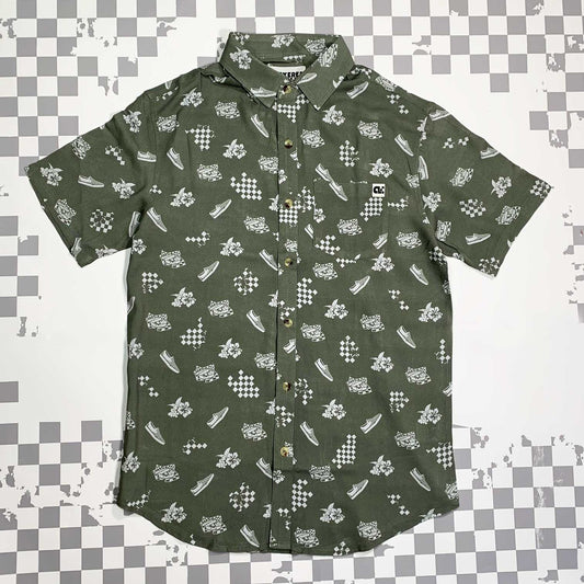 Heavenly Combo Pattern Shirt: Green Classic Collar